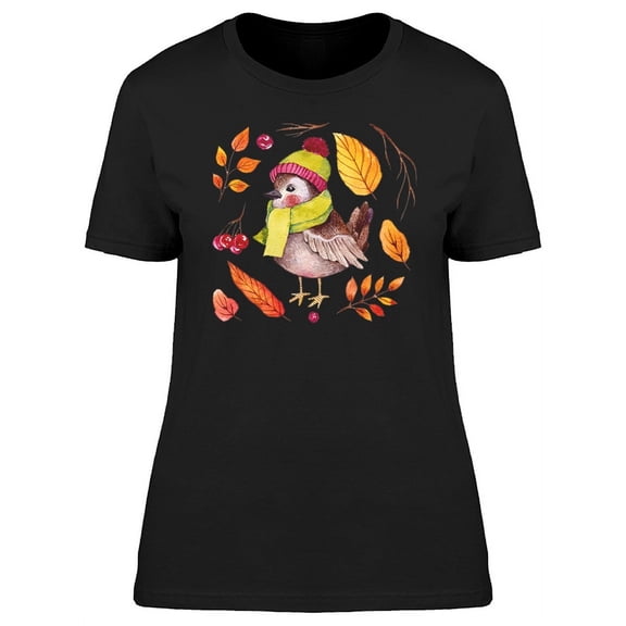 Bird With Autumn Leaves Clothes T-Shirt Women -Image by Shutterstock, Female XX-Large