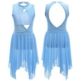 thumbnail image 3 of Aislor Kids Girls Sequins Lyrical Ballet Dance Dress Chiffon Leotard Tunic Dress Modern Contemporary Performance Costume Light Blue 16, 3 of 7