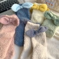 thumbnail image 3 of Milue Fuzzy Socks for Women Cute Bowknot Winter Warm Coral Fleece Home Sleeping Socks, 3 of 15