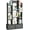 Black, variant on Homieasy Book Shelf with 2 Drawers Free Standing Bookcase, Office Storage Shelf Organizer with 12 Open Bookshelf, Industrial Wood Book Case Display Rack, Black