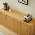 thumbnail image 5 of GZXS 59" Fluted Storage Sideboard with 4 Doors, Push-to-Open Design, Rustic Accent Cabinet TV Console or Entryway, Living Room, Natural, 5 of 9