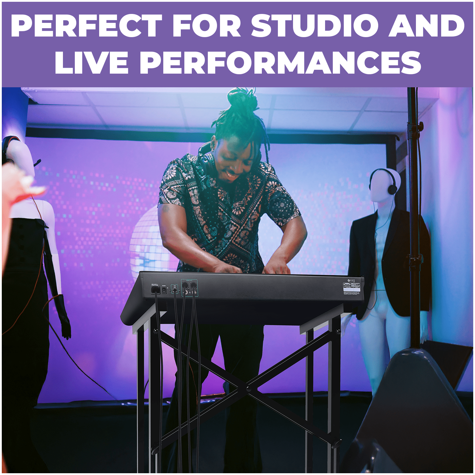 Liquid Stands Portable Audio Mixer Stand - Angled Foldable & Adjustable Studio Music Mixer Synth Stand - MPC Stand For Drum Machines, DJ Turntables, Audio Rack Music Equipment & More