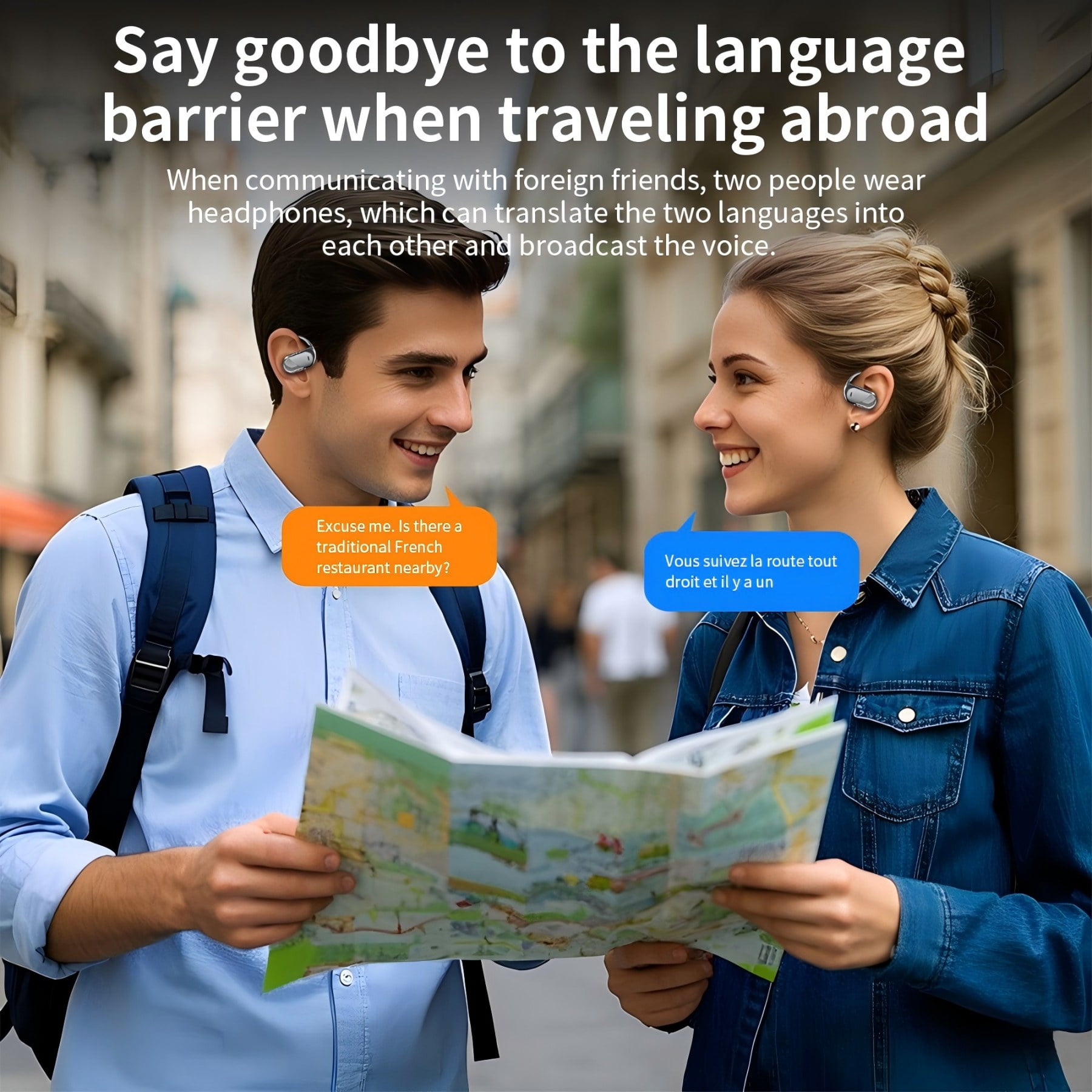 144 Languages AI Real-Time Translation Wireless Earbuds - 60H Playtime, Bluetooth 5.4 Open Ear 4-in-1 Translator for Business & Learning OWS Earphone