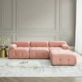 thumbnail image 6 of Williamspace 93" Modular Sectional Sofa L Shaped Couch Button Tufted Sofa with Reversible Ottoman, DIY Combination Velvet Sofa for Living Room Bedroom Apartment, Pink, 6 of 7