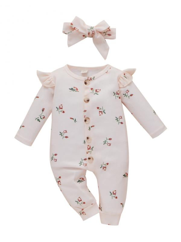 2pcs Newborn infant Baby clothes girls cotton bodysuit&headband baby shower gift 