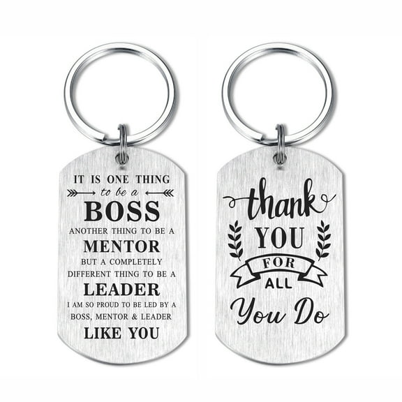 DEGASKEN Boss Keychain, Double-Sided, Thank You for All You Do, Boss, Velvet Bag, Silver, 1