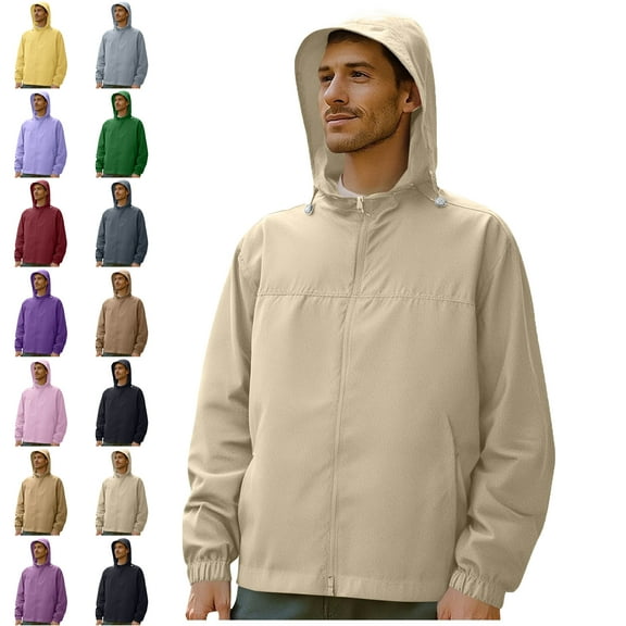 Men's Thin Style UPF50 Sun Protection Clothing Outdoor Zipper Pockets Fitted Hooded Fishing Clothing Coat