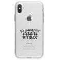 thumbnail image 1 of DistinctInk Clear Shockproof Hybrid Case for iPhone XR (6.1" Screen) - TPU Bumper Acrylic Back Tempered Glass Screen Protector - So Apparently I Have An Attitude - Black, 1 of 5