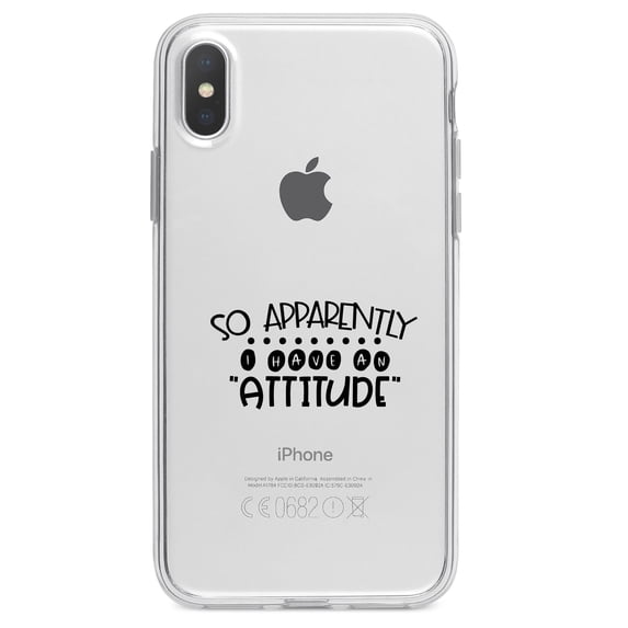 DistinctInk Clear Shockproof Hybrid Case for iPhone XR (6.1" Screen) - TPU Bumper Acrylic Back Tempered Glass Screen Protector - So Apparently I Have An Attitude - Black