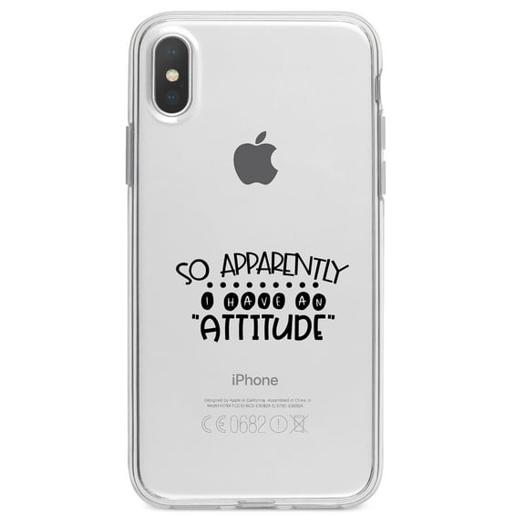 DistinctInk Clear Shockproof Hybrid Case for iPhone XS Max (6.5" Screen) - TPU Bumper Acrylic Back Tempered Glass Screen Protector - So Apparently I Have An Attitude - Black