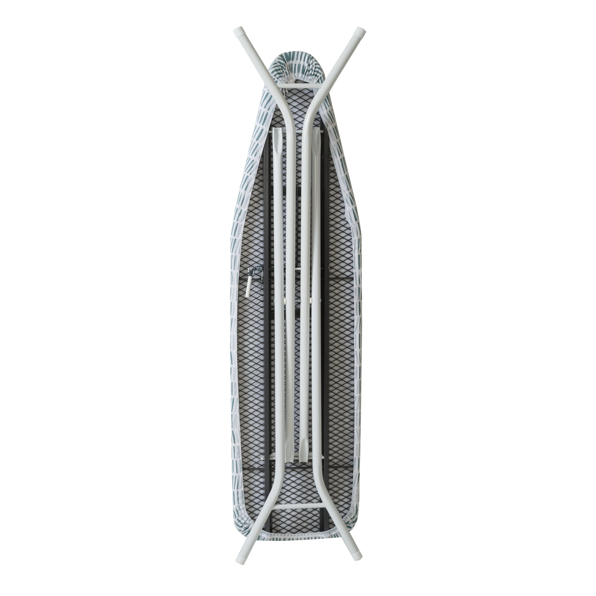 Mainstays Full‑Size 4‑Leg Ironing Board – 53" x 14", Adjustable Height, Steel Frame, Thick Padded Cotton Cover, Non‑Slip Feet, Lattice Grey