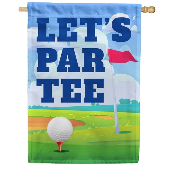 America Forever Par Tee Golf Summer House Flag 28 x 40 inches American Sports Golf Ball Athletic Double Sided Seasonal Yard Outdoor Decorative Let's Par Tee House Flag