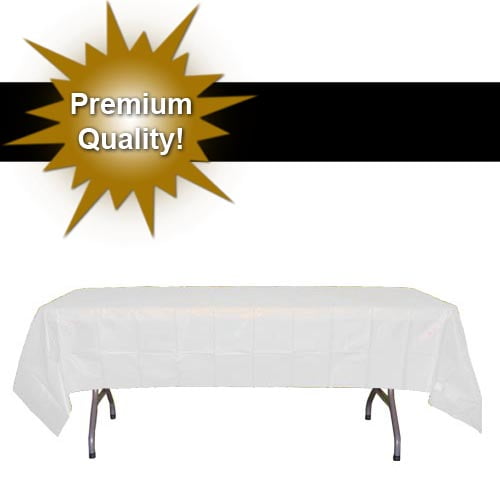 *Premium* White Plastic Table Cover 54 in. x 108 in. Disposable