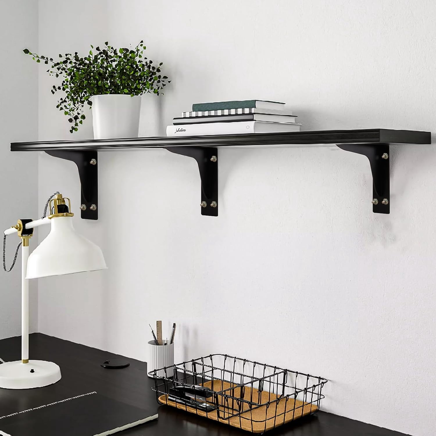 Banral Heavy Duty Shelving Brackets for Floating Shelves,L Bracket Wall Mounted Support for DIY with Beam,300 lbs,Included Mounting Hardware