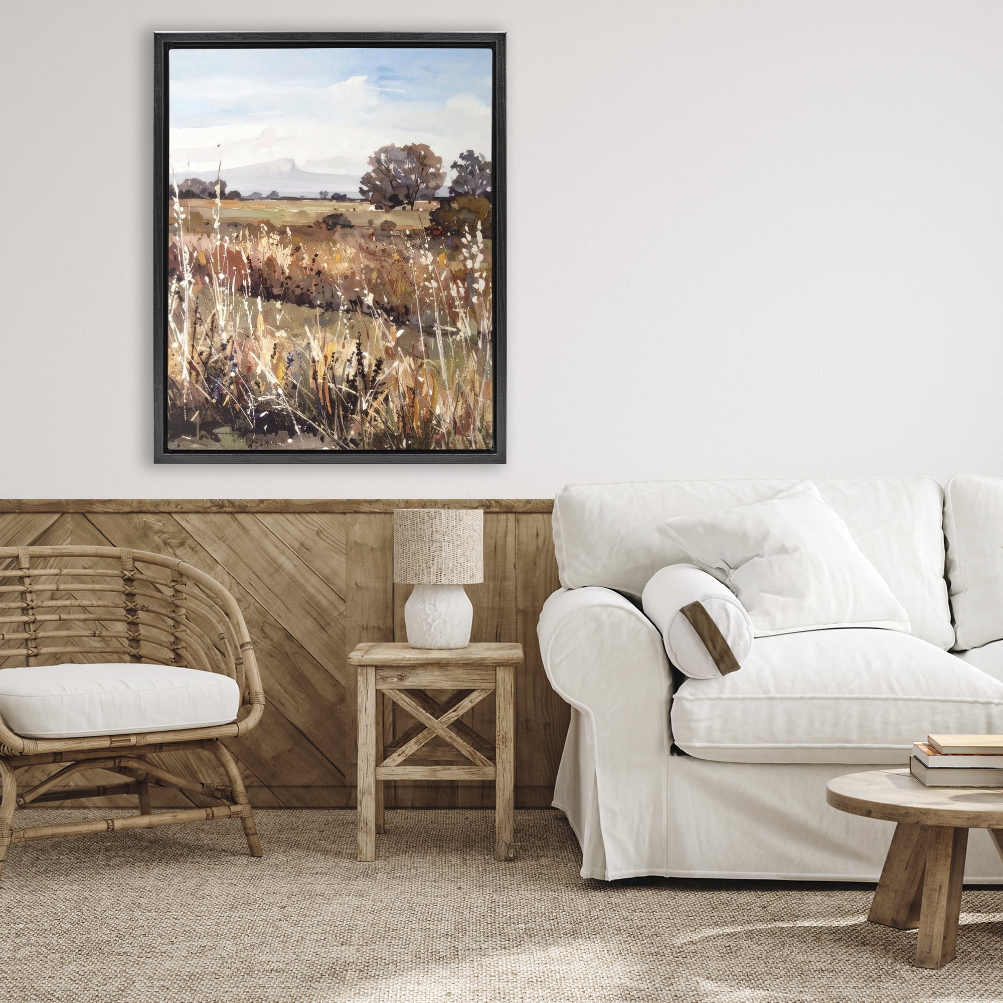 Stupell Industries Peaceful Meadow Expression Black Framed Floater Canvas Wall Art, design by Alonza Saunders
