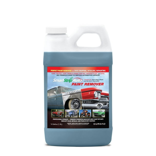 Smart Strip Auto Paint Remover - Strips Multiple Layers of Auto Primer, Pigmented Base, & Clear Topcoats from Cars, Trucks, Motorcycles, and More - Removal Gel Clings to Vehicle Surfaces - 1/2 Gallon
