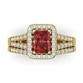 thumbnail image 2 of Clara Pucci 18K Yellow Gold Emerald Cut 1Ct Natural Garnet Engagement Ring + Matching Band - Luxury Box Included, 2 of 7