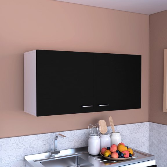 Wall Cabinet 19"h, Two Doors And Ample Internal Shelves, Carbon /white, Perfect For Space Management In Kitchen, Bath, Utility, Garage 19"h Cabinet, Enhances Home Storage Experience