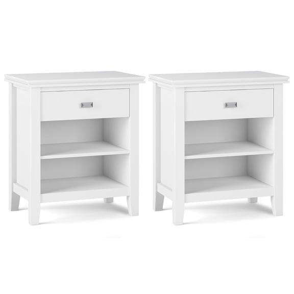 Simpli Home Artisan 24 inch Solid Wood Transitional Night Stand in White (Set of 2)