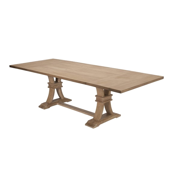 Maklaine Rustic Natural Wood Extendable Dining Table with 2 Removeable Leaves