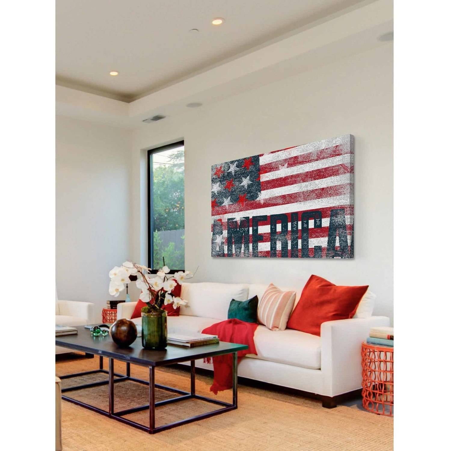Marmont Hill "Stars Stripes" by Rick Martin Painting Print on Wrapped Canvas