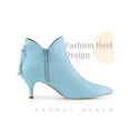 thumbnail image 3 of BLISSFUL STEP Pointed Toe Bow Cutout Kitten Heel Ankle Booties for Women Sky Blue 6, 3 of 4