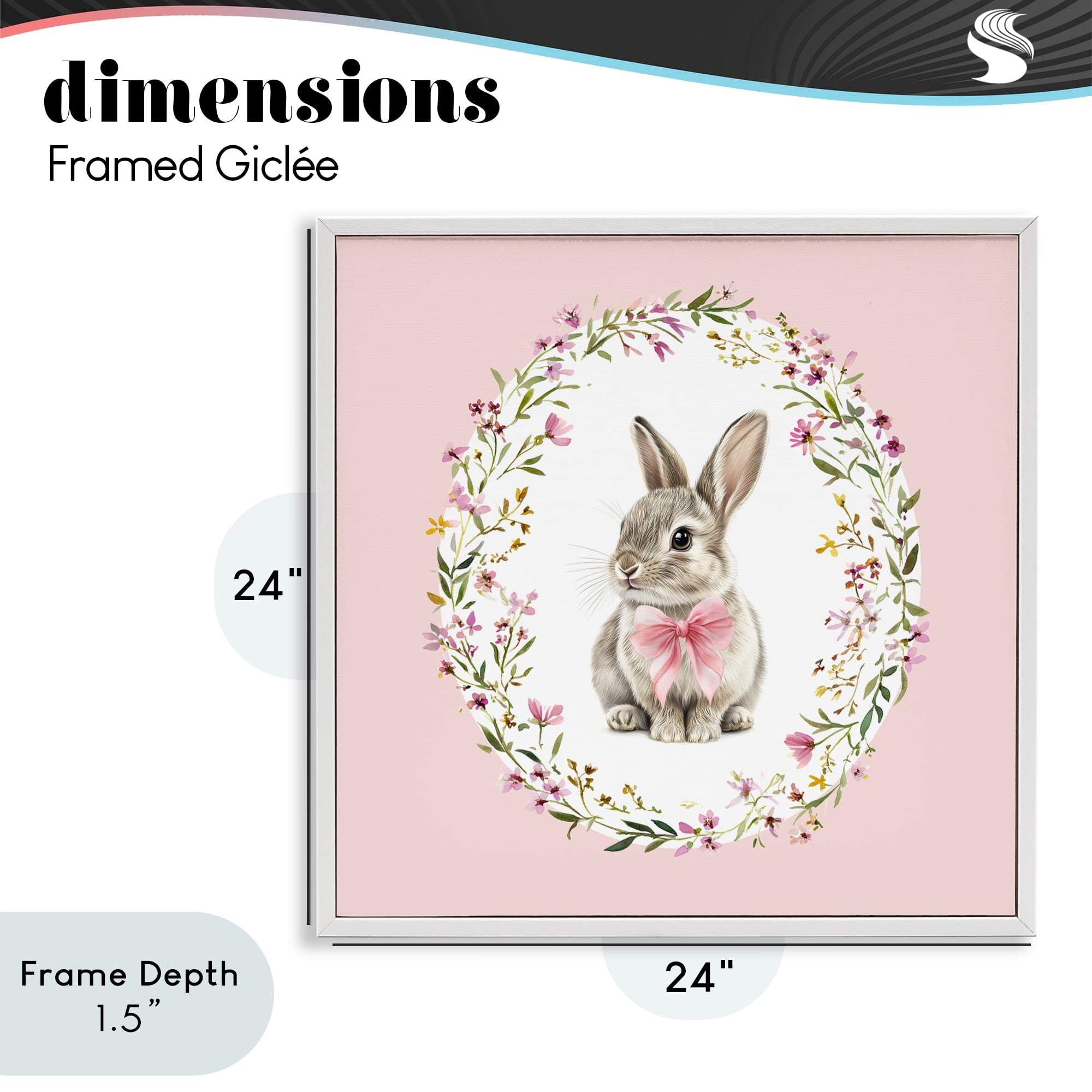 Stupell Industries Blush Pink Bunny White Framed Giclee Art, design by Christine Simpson Art