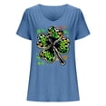 thumbnail image 4 of lcziwo Women's St. Patrick's Day Shirts Casual Cotton Comfy U Neck Lucky Clover Graphic Tee Tops 2025 Summer Short Sleeve Irish Shirt Blue M, 4 of 5