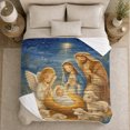 thumbnail image 4 of Traditional decorative motif Scene Holy Family Angel Lambs Peaceful, Warm Flannel Blanket for Living Room and Family Room, Festive decorative motif Scene, Art Lovers Christmas Gift, 4 of 7