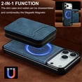 thumbnail image 7 of 2 In 1 Detachable Leather Wallet and Phone Cases Compatible With IPhone 17 Pro Max 6.9" Wallet Case Zipper Pocket MagSafe Magnetic Phone Cases,Blue,For iPhone 17 Pro Max, 7 of 7