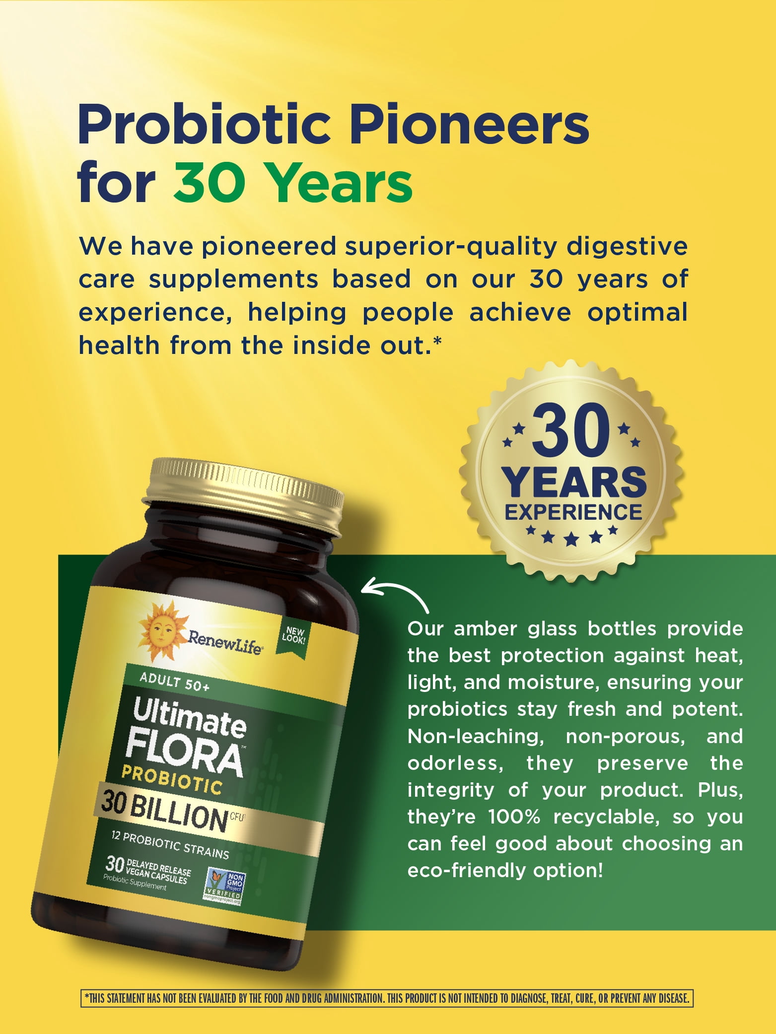 Renew Life Adult 50+ Probiotic Supplement Capsules, Unisex, 30 Billion CFU, 30 Count
