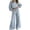 Light Blue, variant on Zynoxe Women Suits 2 Piece Set with Pockets Classic Round Neck Long Sleeve Crop Sweatshirt & Drawstring Wide Leg Pants Suit Fashion Polka Dot Sweatsuit Set Vacation Outfits for Women Navy S