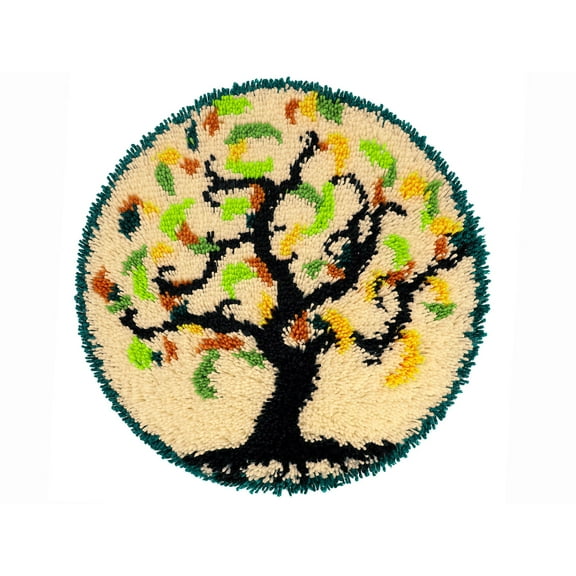 Tree of Life Latch Hook Kits DIY Crochet Yarn Kits,Carpet Embroidery Hook Rug Kit Needlework Sets Cushion for Kids or Adults Home
