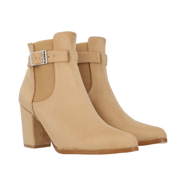 Botín Puntal De Tacón Micro Suede Miga Para Mujer Con Hebilla Platonia LOUISA-02-MIGA