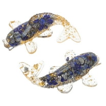 Soimiss 2pcs Miniature Goldfish Crystal Figurines Hand Blown Painted Glass Aquatic Animal Collectibles for Home Office Desktop Decor Lucky Carp for Wealth