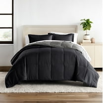 All Season Reversible Comforter Set Breathable Cool in Black & Fog Full/Queen Size Bedding by Comfort Canopy