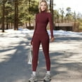 thumbnail image 6 of Women's Long Sleeve Full Zip Sports Jacket with High Collar and Slim Fit Design - Medium, Burgundy, 6 of 7