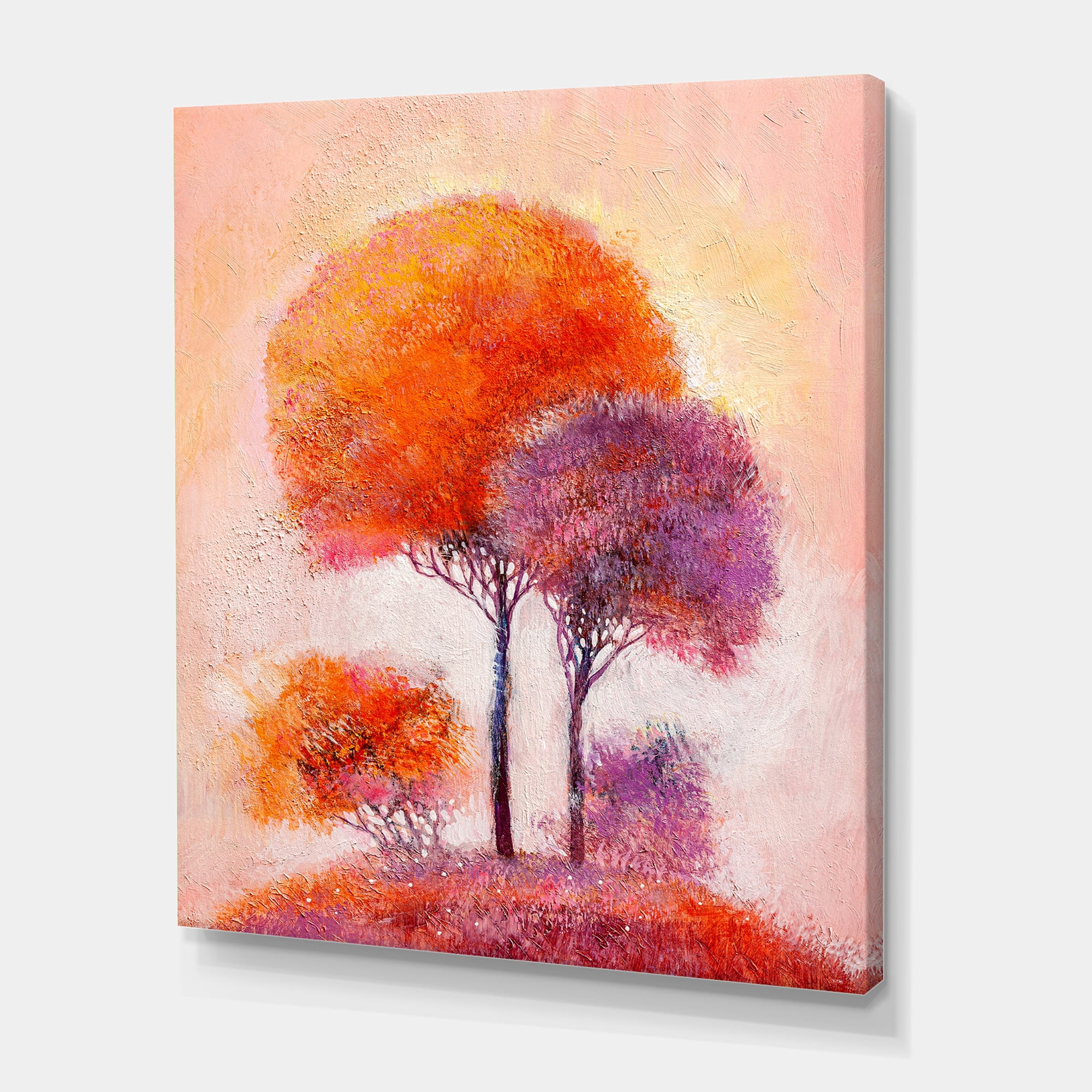 Colourful Trees Abtract Impression I 12 in x 8 in Painting Canvas Art Print, by Designart
