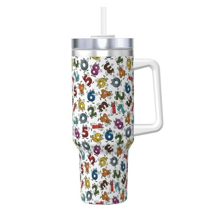 

Salouo Colorful Numbers for 40oz Water Bottle with Handle & Flip Straw - Stainless Steel Vacuum Insulated Tumbler-Reusable Travel Coffee Mug- Gifts for Women & Men