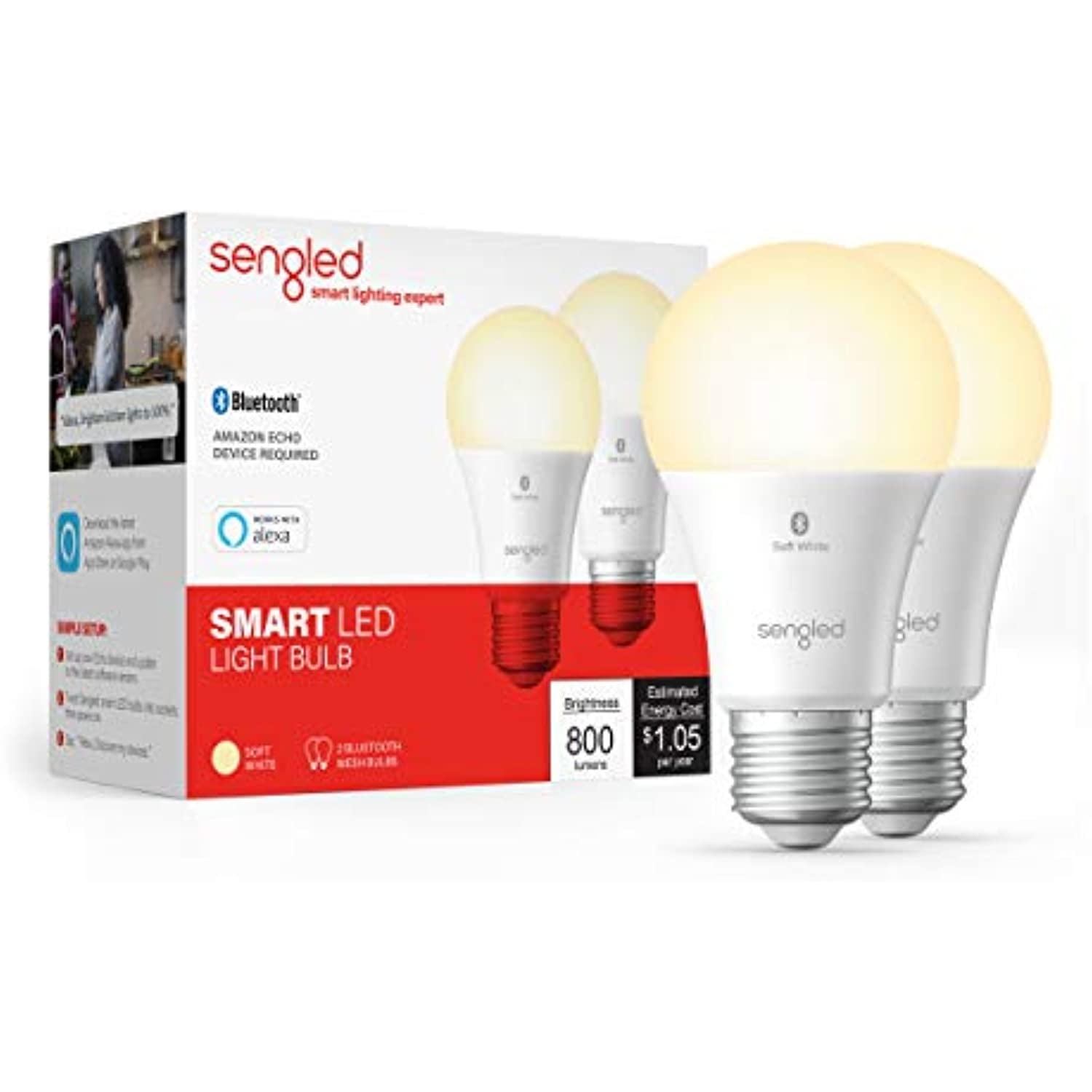 Smart Bluetooth MESH LED Soft White A19 Bulb Sengled Soft White 