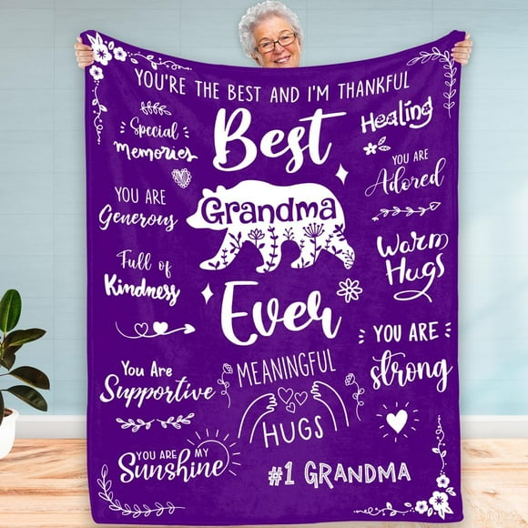 LHSHID Gifts for Grandma for Grandma Grandma Blanket Birthday Gifts for Grandma Form Granddaughter Grandkids Grandson Grandchildren Best Grandma Ever Blanket Throw 30"x40"