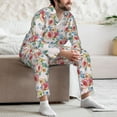 thumbnail image 7 of Yiaed Rose Flowers Print Men’s Pajamas Set - Long Sleeve Button Down Sleep Shirt and Pajama Bottoms Sleepwear Set Mens Pjs Sets Men's Pajama Bottoms-, 7 of 7