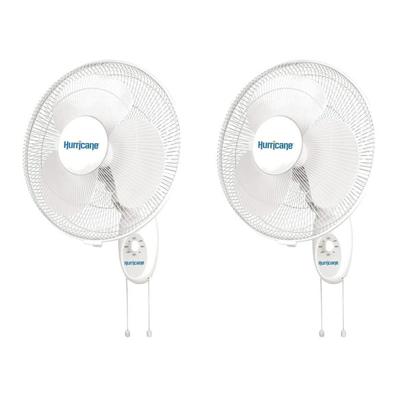 Paquete de 2 ventiladores de pared oscilantes Hurricane de 16 pulgadas, color blanco