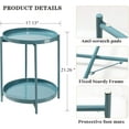 thumbnail image 3 of 2 Tier Round Side Table, Folding Metal End Tables Small Nightstand Accent Table with Two Removable Tray for Bedroom Living Room Bedside Small Spaces Blue Gray, 3 of 19