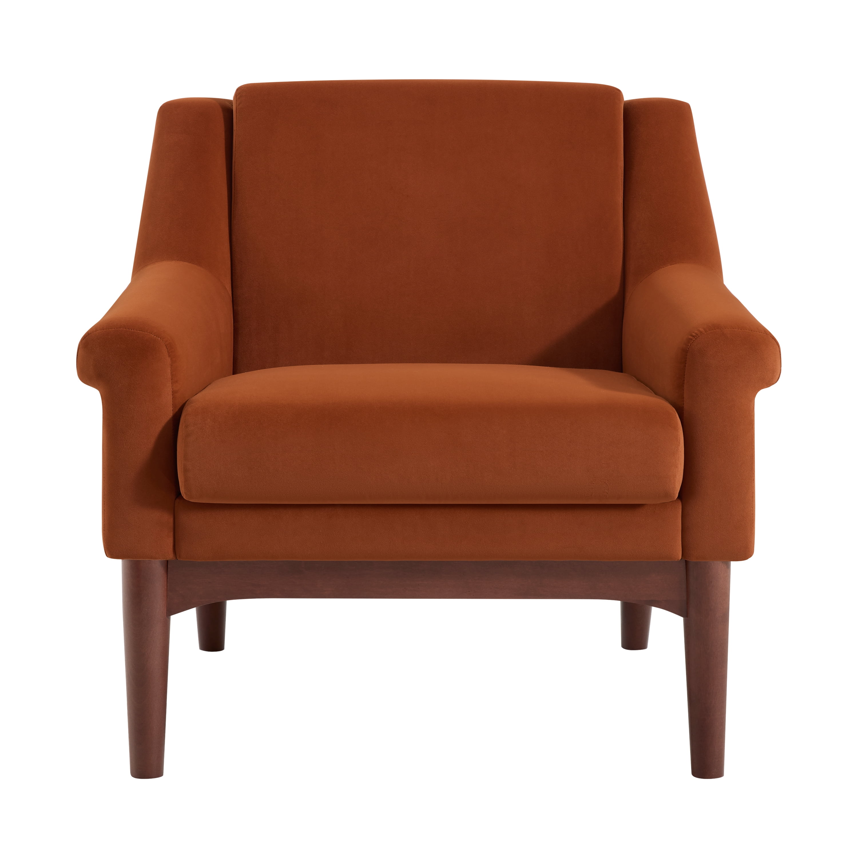 GARITIN Mid Century Modern Accent Chair 31 Inch, Upholstered Lounge Chair with Flared Arms and Solid Wood Legs for Living Room, Orange