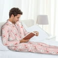 thumbnail image 6 of Naloa Rabbit And Cherry Men’s Pajamas Set - Long Sleeve Button Down Sleep Shirt and Pajama Bottoms Sleepwear Set-Small, 6 of 7