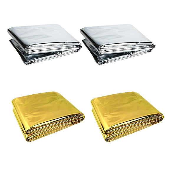 4 Pcs Oversized Blanket Safety Blanket Insulated Thermal Reflective Tarp Emergency Tarp First Aid Blankets