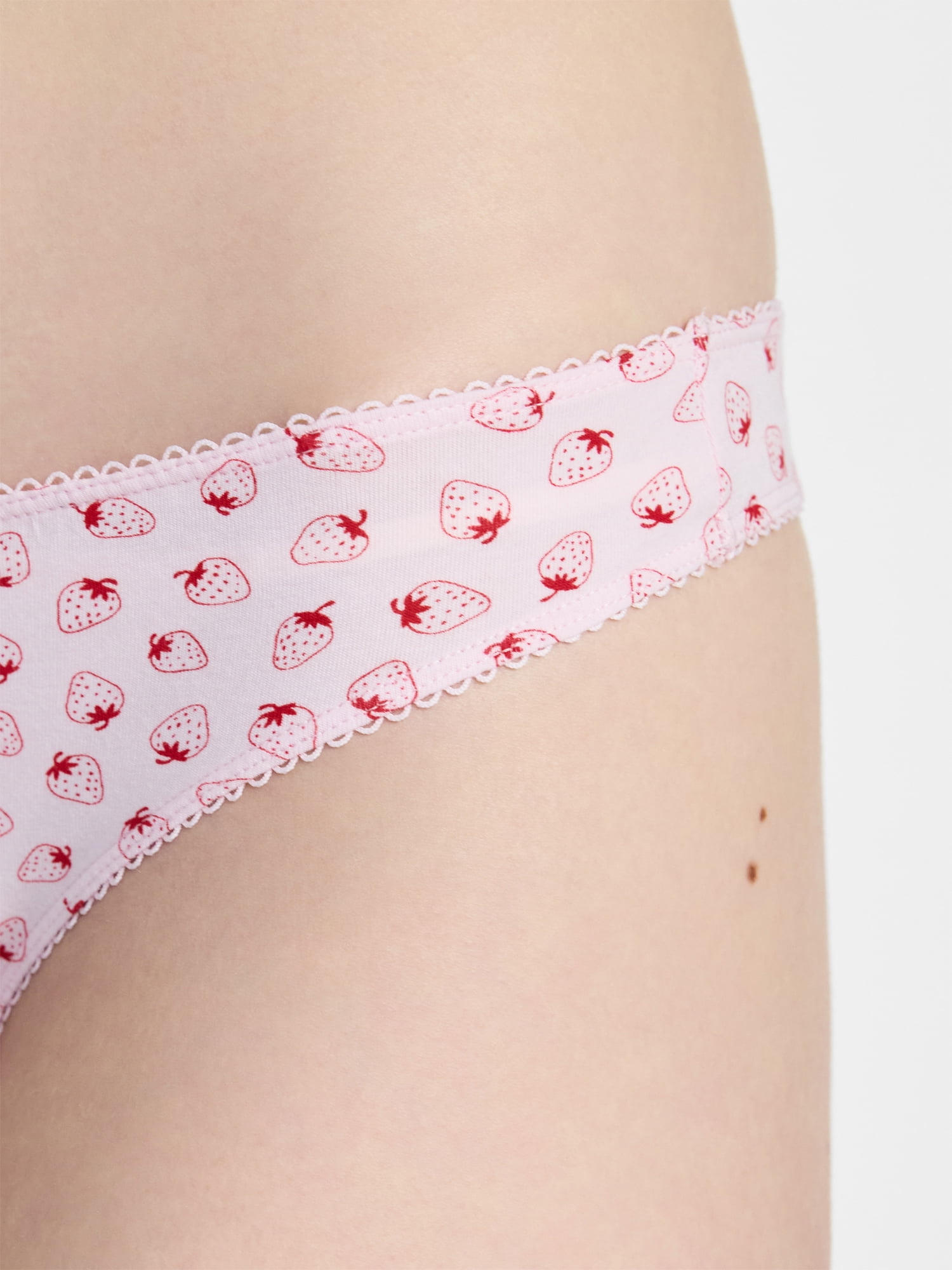 No Boundaries Cotton and Pointelle Thong Panties, 3-Pack, Women's XS-XXXL