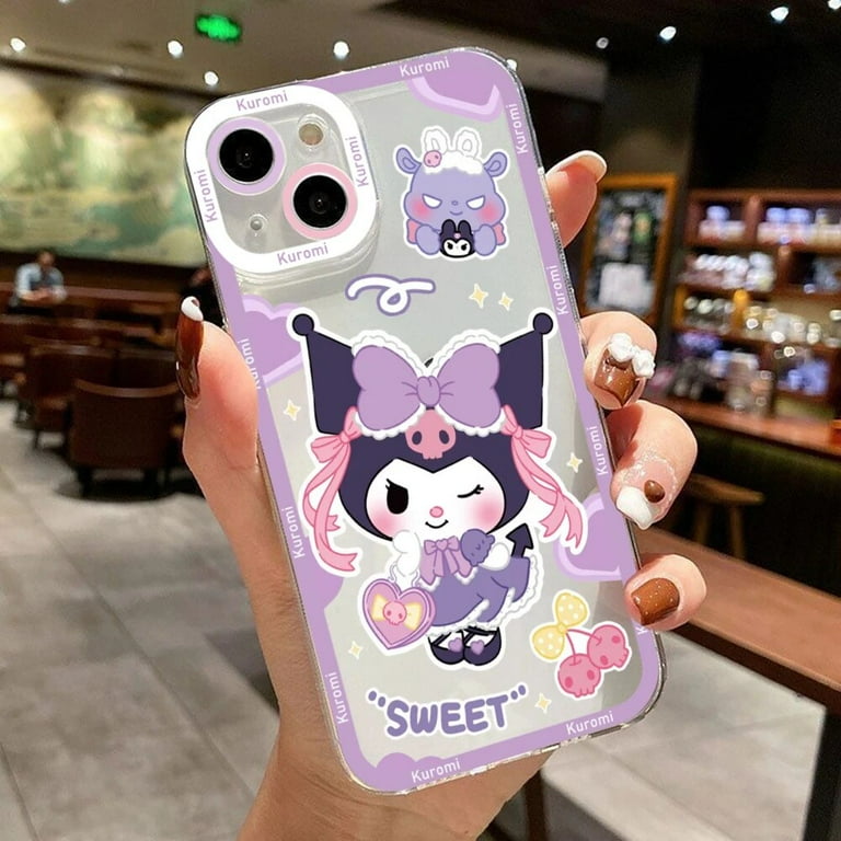 Cute Cartoon Sanrio Kuromi Phone Case For iPhone 15 14 13 12 Mini 11 Pro Max X XR XS SE 7 8 Plus Soft Silicone Transparent Cover