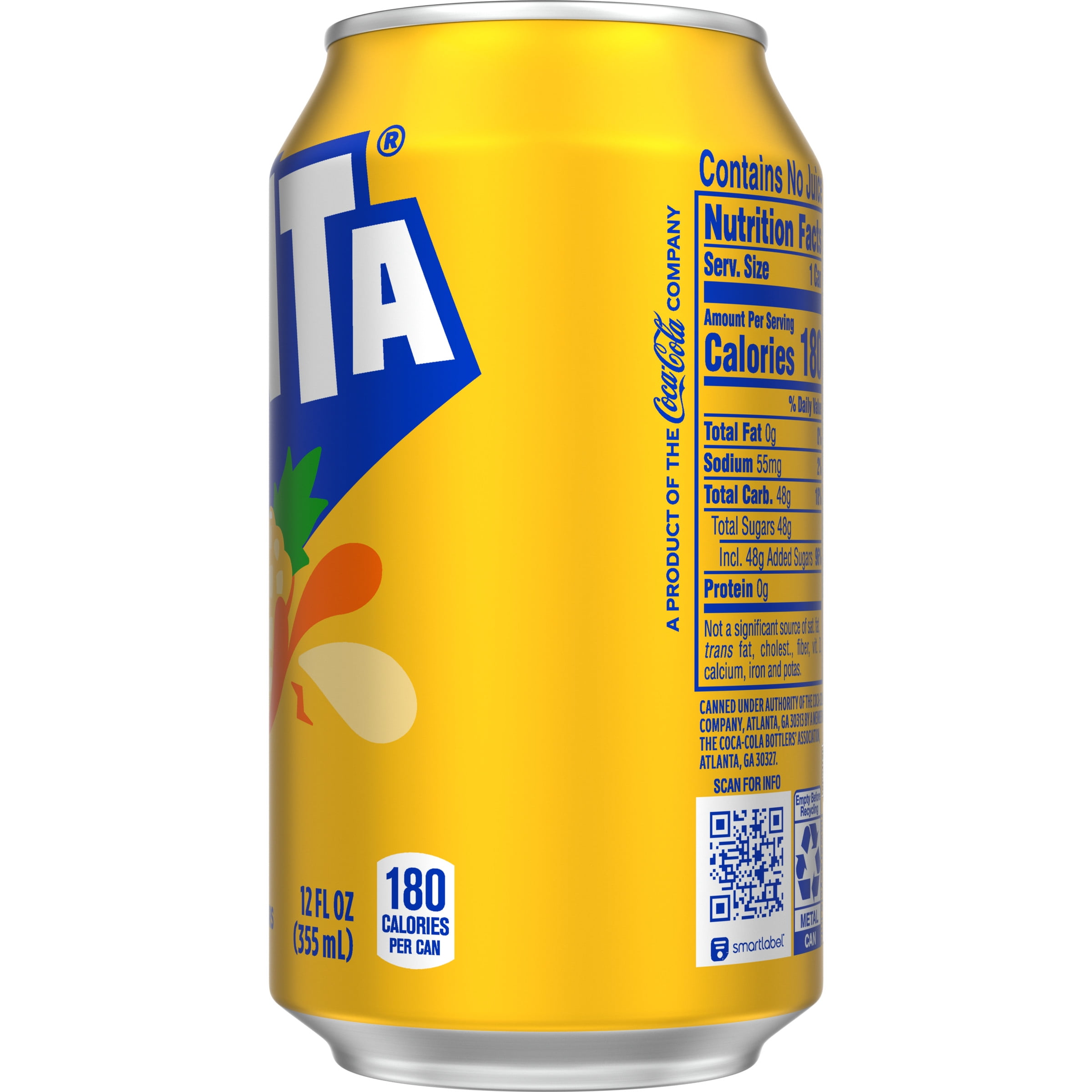 Fanta Pineapple Soda Fruit Flavored Soft Drink, 12 fl oz